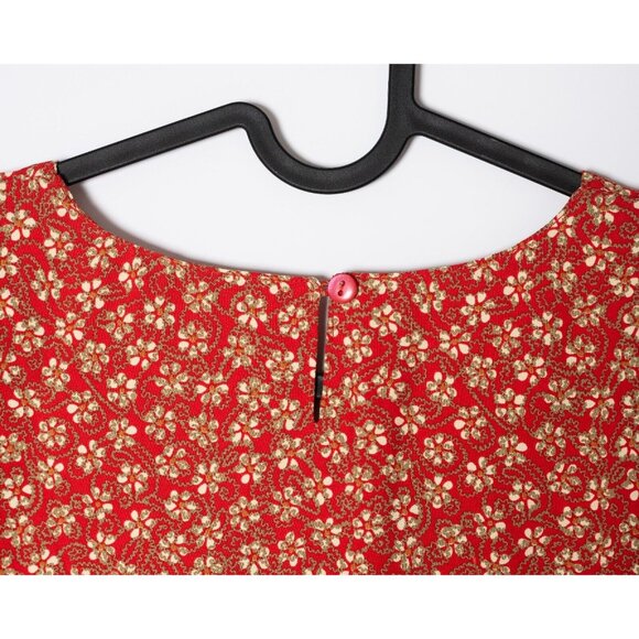 Vintage Womens Medium Floral Blouse Shirt Lightweight Red Top - Picture 3 of 4